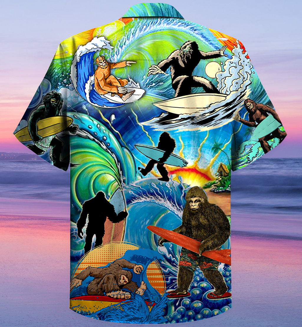 Bigfoot Loves Cool Surfing - Hawaiian Shirt