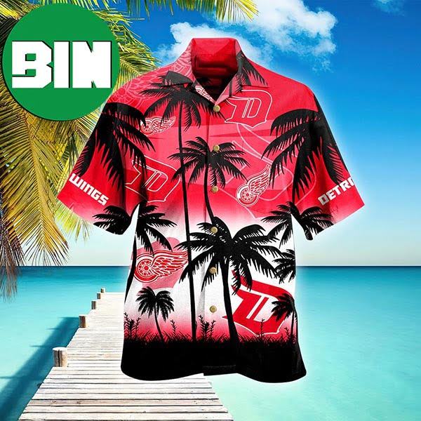 Detroit Red Wings NHL Palm Tree Summer Hawaiian Shirt