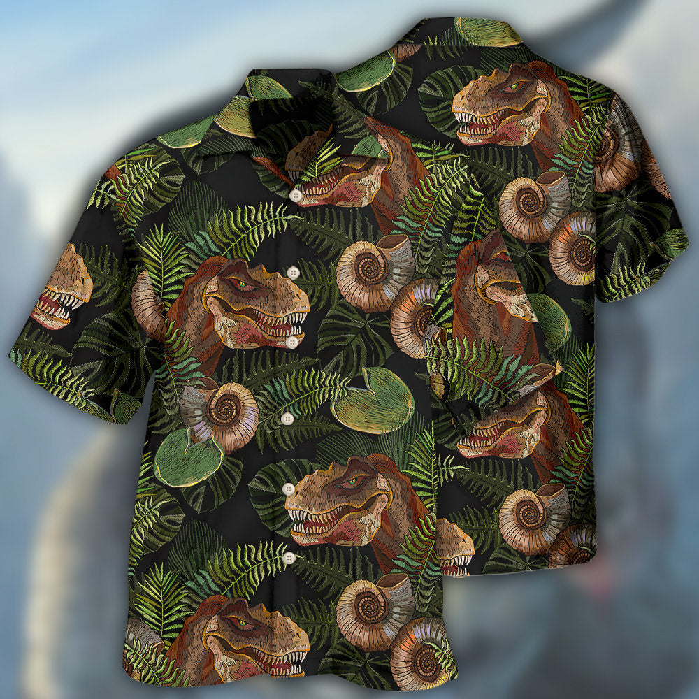 Dinosaur Tropical Leaves Cool Style - Hawaiian Shirt