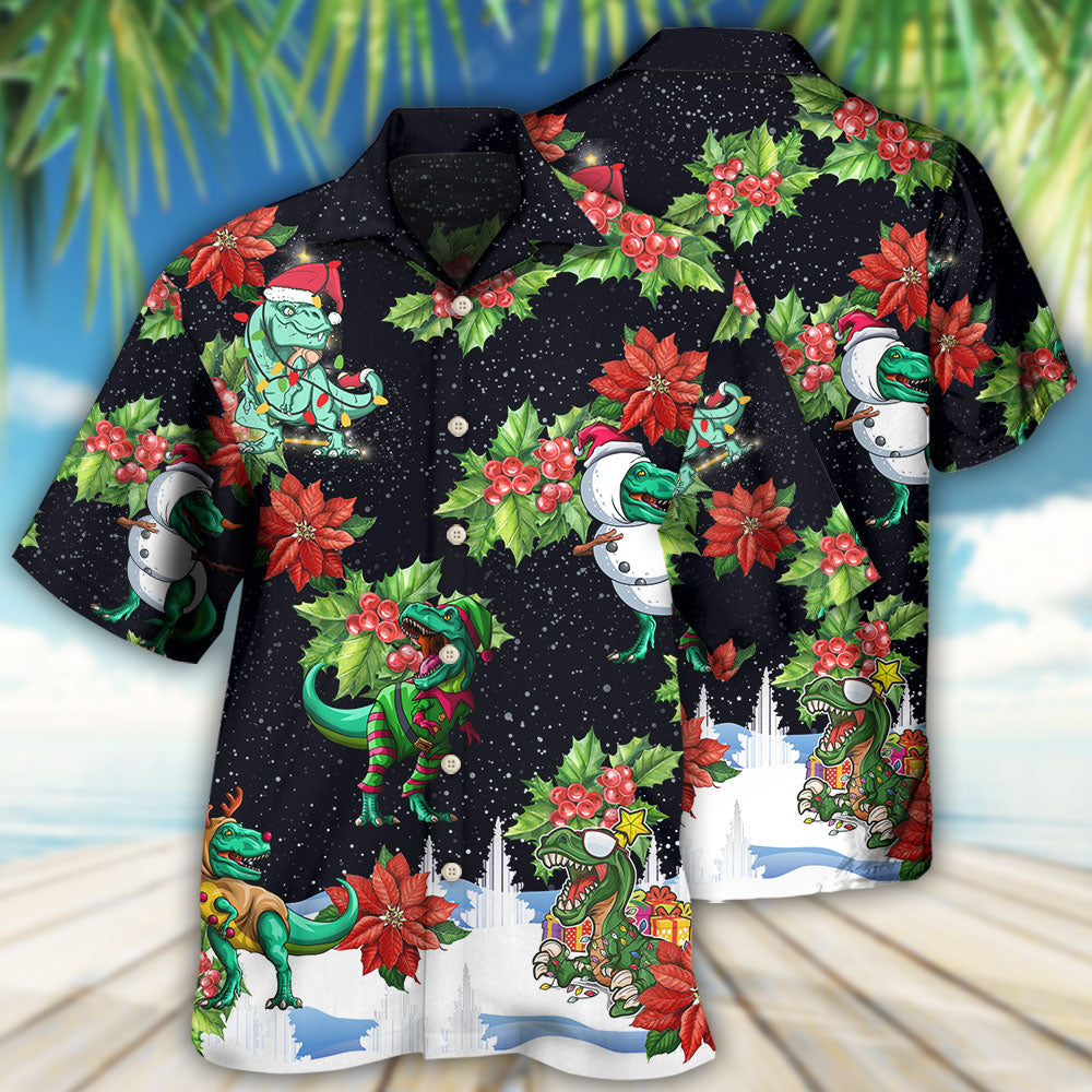 Dinosaur Bright In Merry Night Xmas - Hawaiian Shirt
