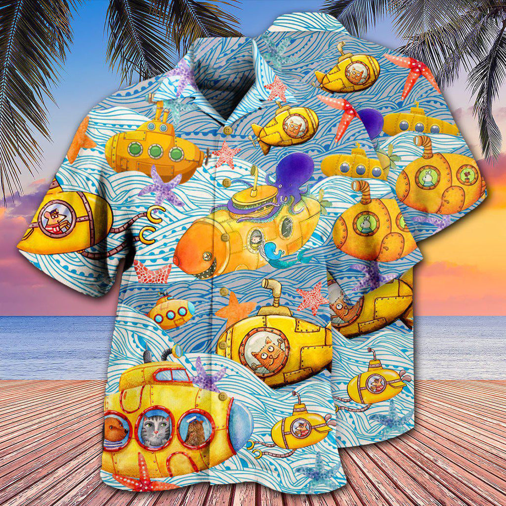 Diving Submarines Into The Ocean - Hawaiian Shirt
