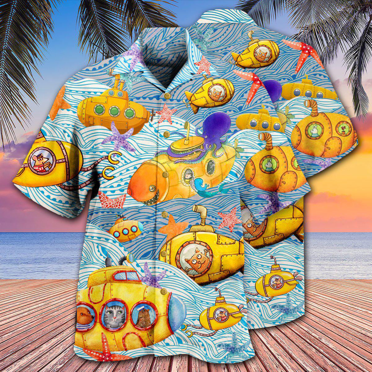Diving Submarines Into The Ocean - Hawaiian Shirt