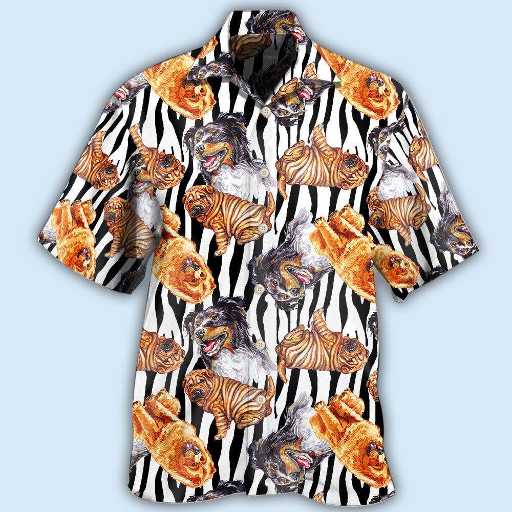 Dogs Black Striped Style Cool - Hawaiian Shirt