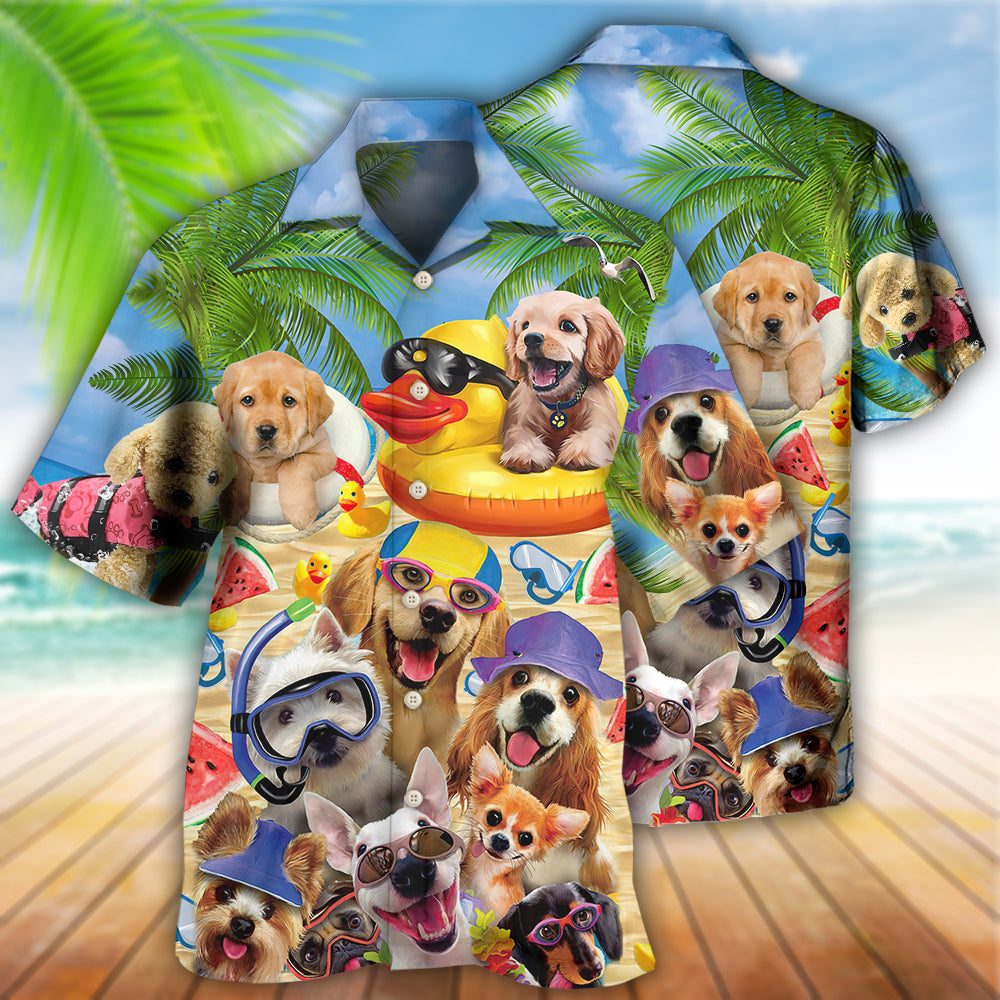 Dogs Funny Summer Of Happy Puppies - Hawaiian Shirt
