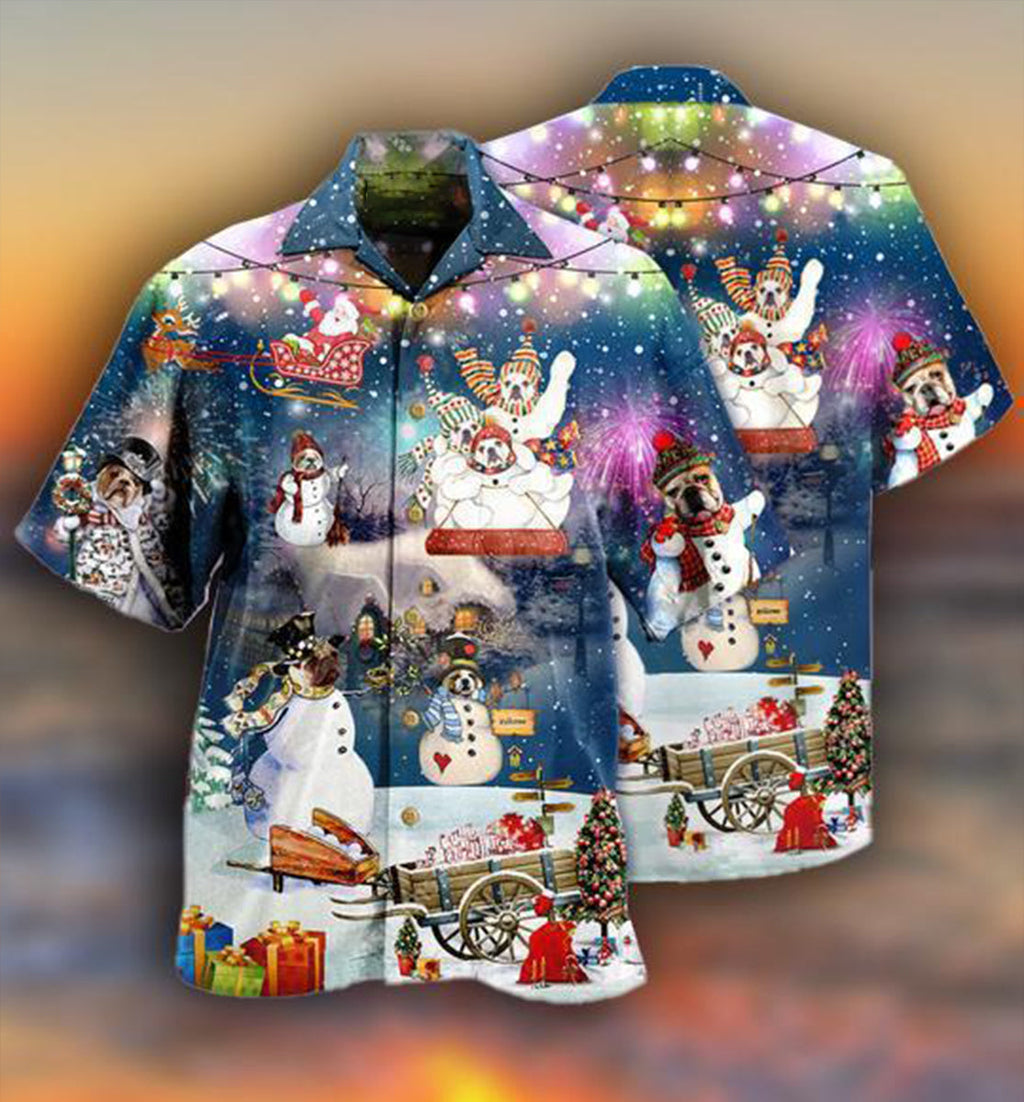 Dogs Snowdog Merry Christmas Night Funny - Hawaiian Shirt