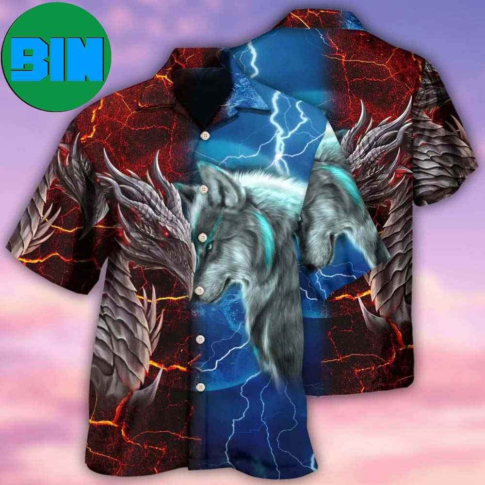 Dragon And Wolf Let's Fight Tropical Hawaiian Shirt