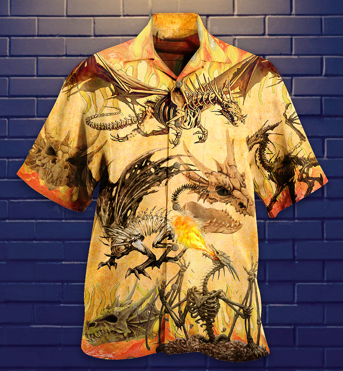 Dragon Skull Fighting On Desert - Hawaiian Shirt