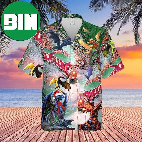 Dragons Christmas Train Summer Hawaiian Shirt