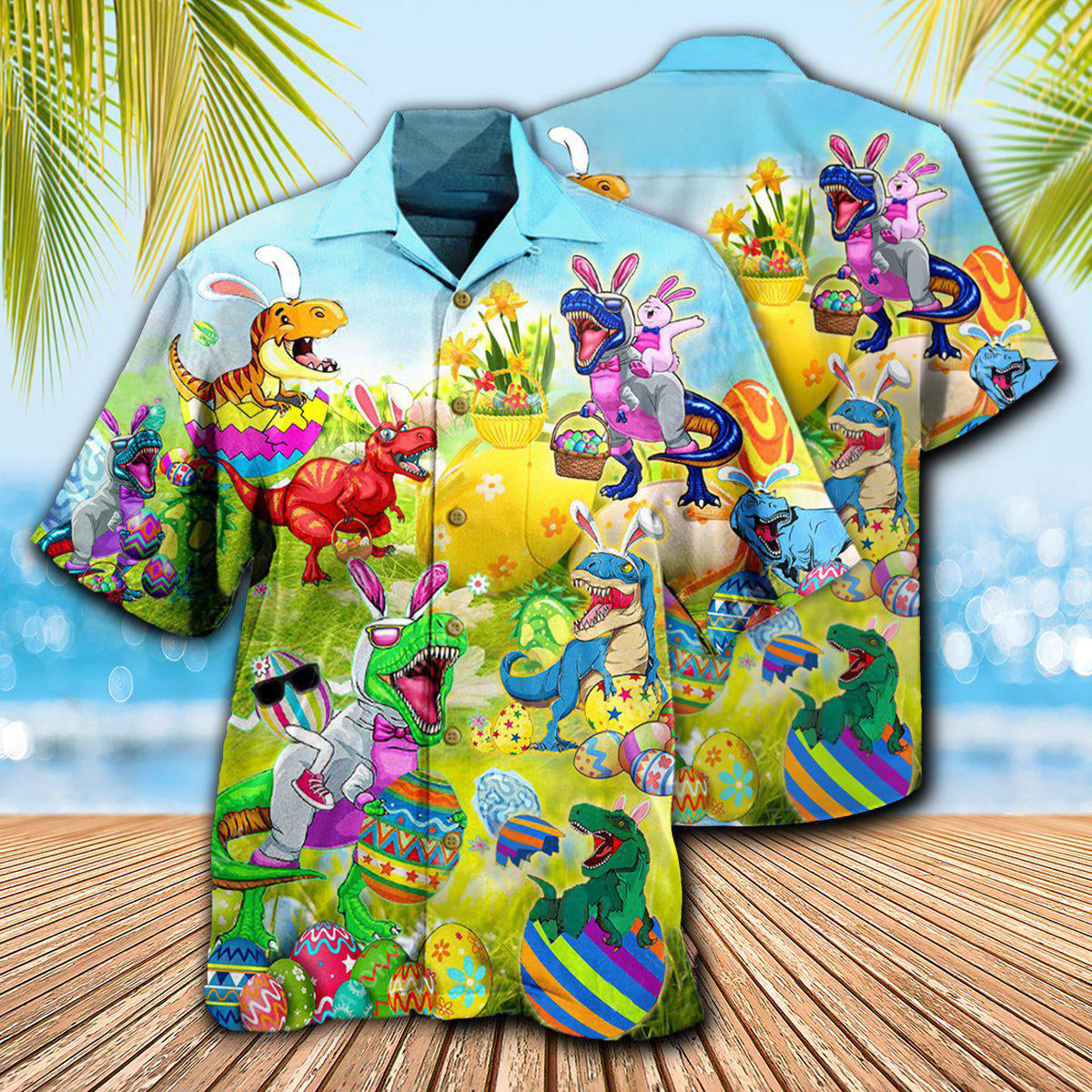 Easter Dinosaurs T-Rexes Wanna Joint Eggs - Hawaiian Shirt