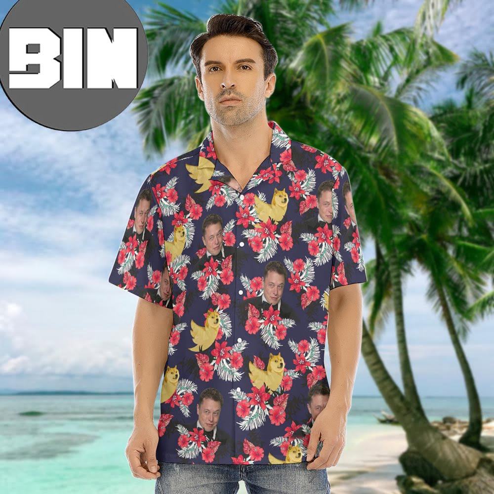 Elon Musk Doggie Twitter Logo Meme Hawaiian Shirt