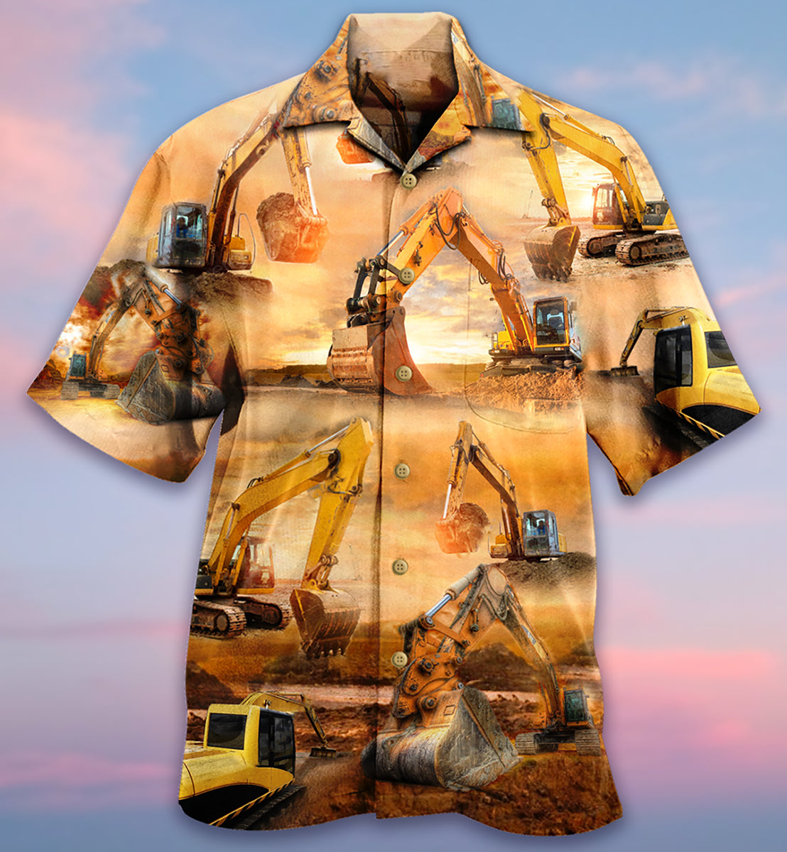 Excavator Working Hard - Hawaiian Shirt
