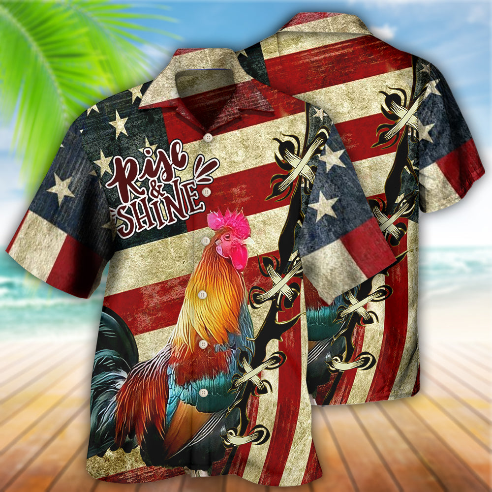 Farm America And Chicken Rise Shine - Hawaiian Shirt