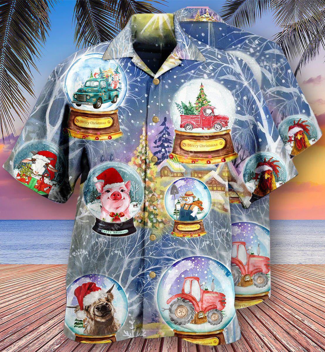 Farm Xmas Funny Global - Hawaiian Shirt