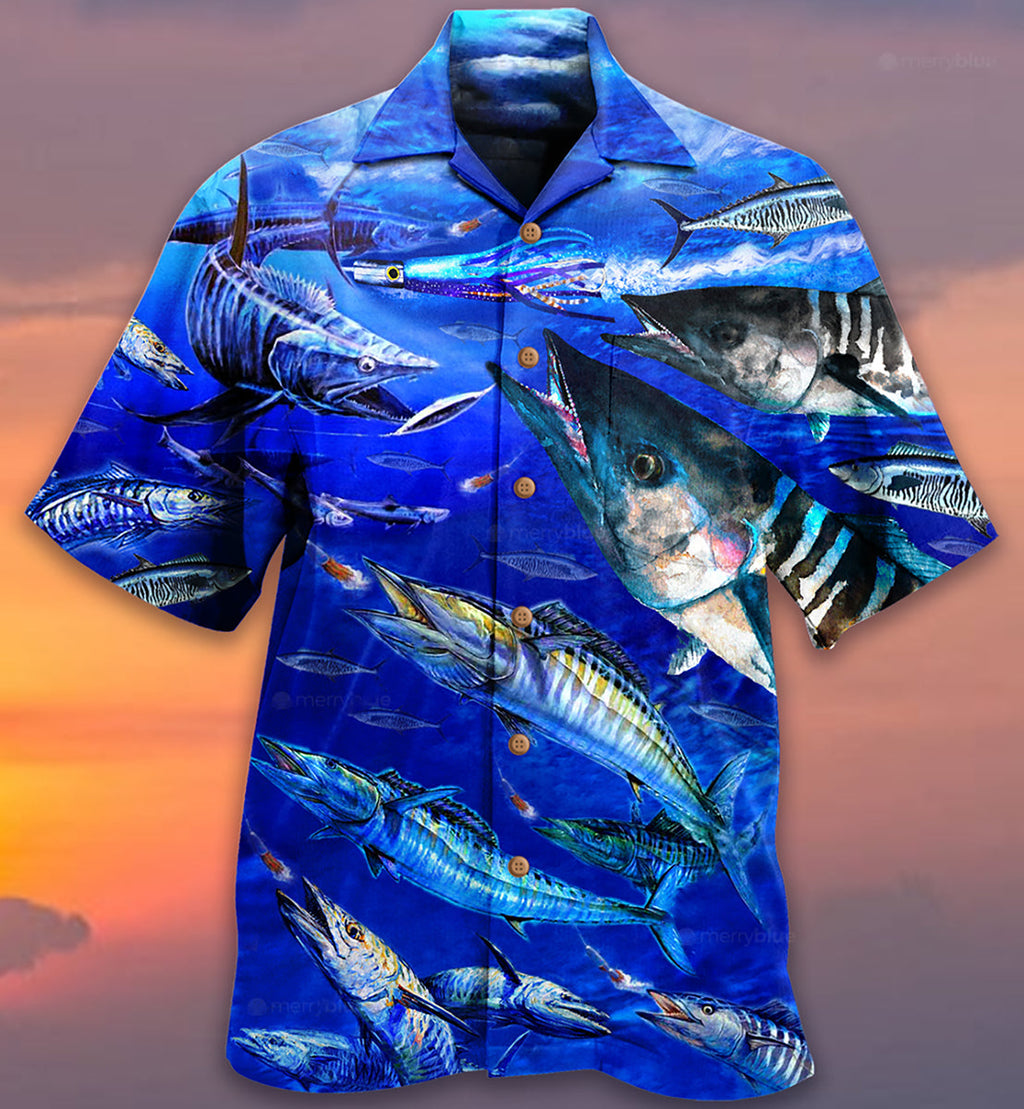 Fishing Love Blue Ocean - Hawaiian Shirt