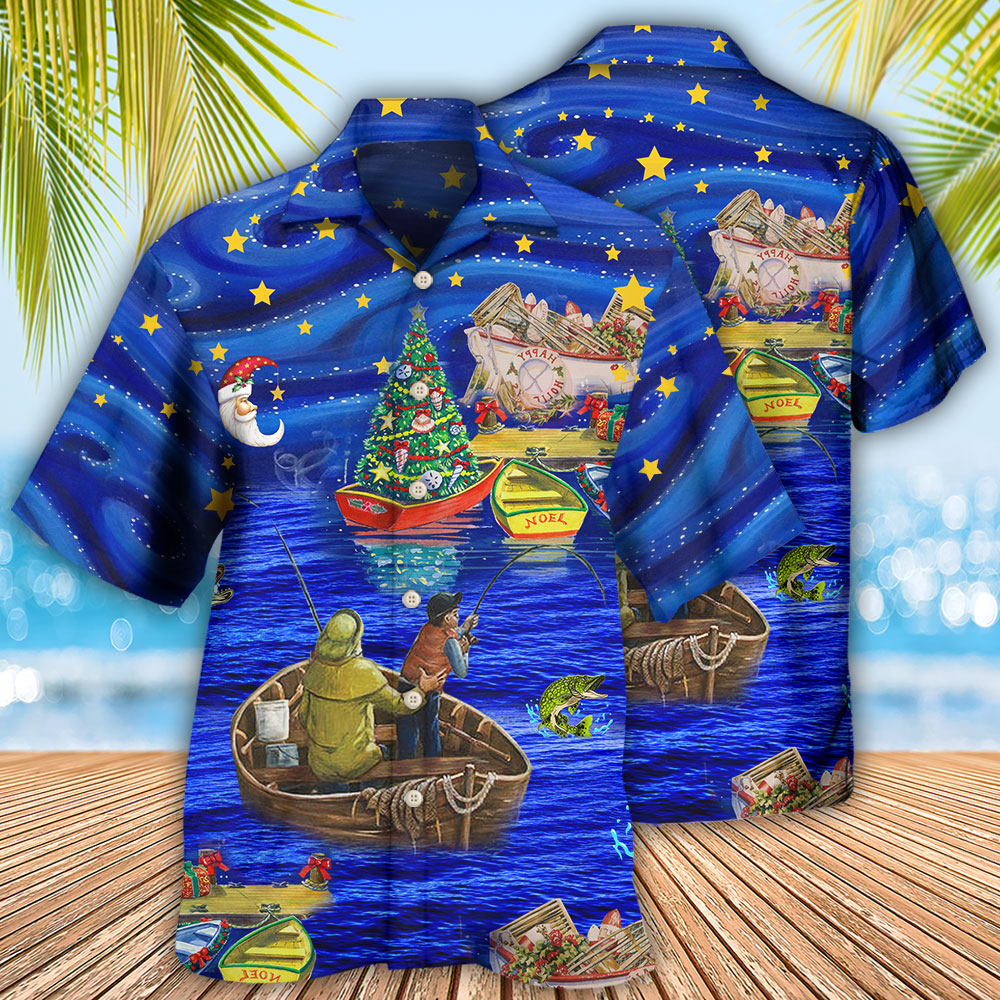 Fishing Lover Beautiful Christmas Night - Hawaiian Shirt
