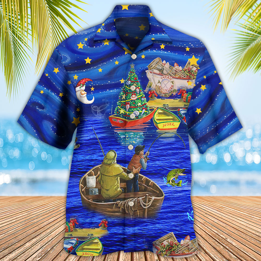 Fishing Lover Beautiful Christmas Night - Hawaiian Shirt