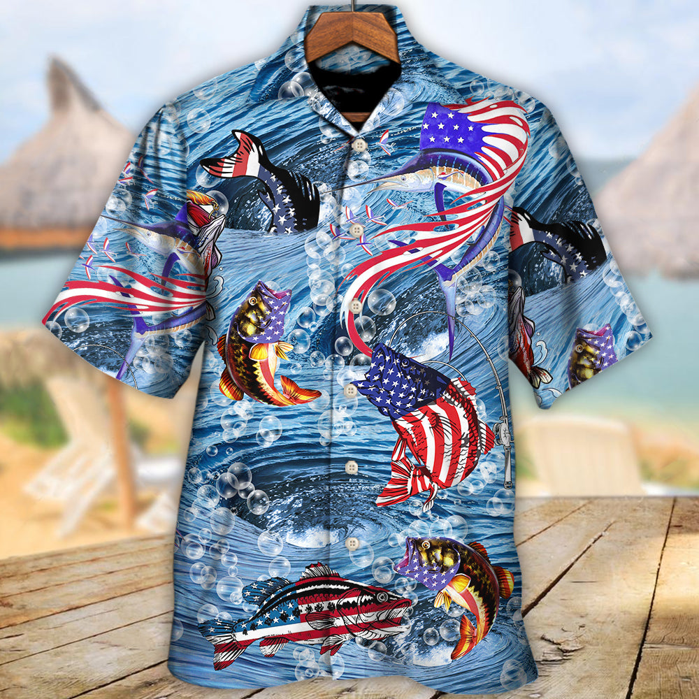 Fishing Hard America Cool - Hawaiian Shirt