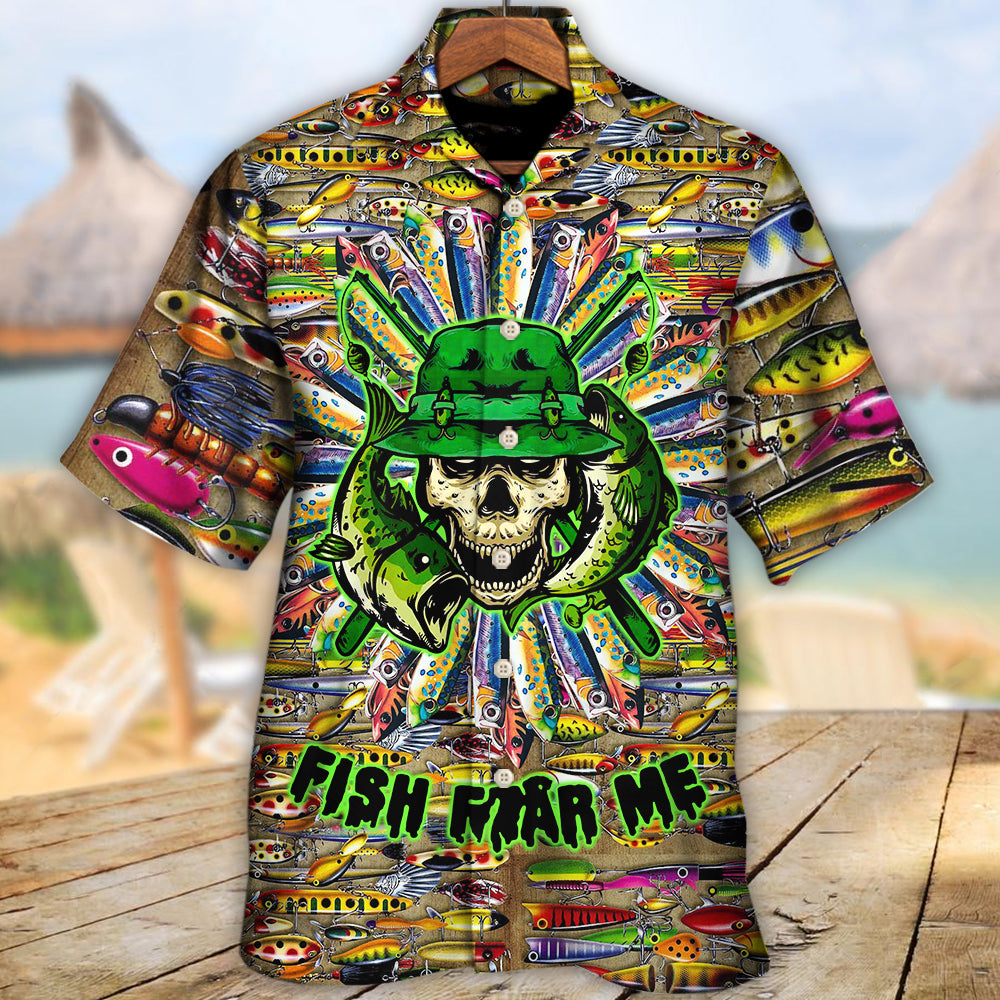 Fishing Just A Man Loves Fishing Skull Cool - Hawaiian Shirt