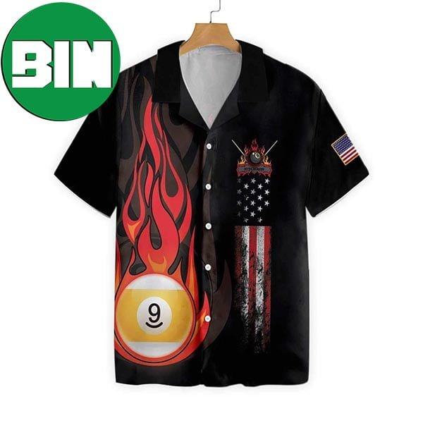Flame 9 Ball Billard Pool Summer Hawaiian Shirt