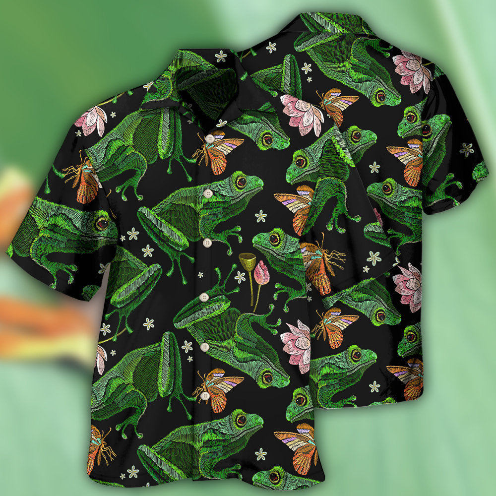 Frog Green Frog Black Style - Hawaiian Shirt