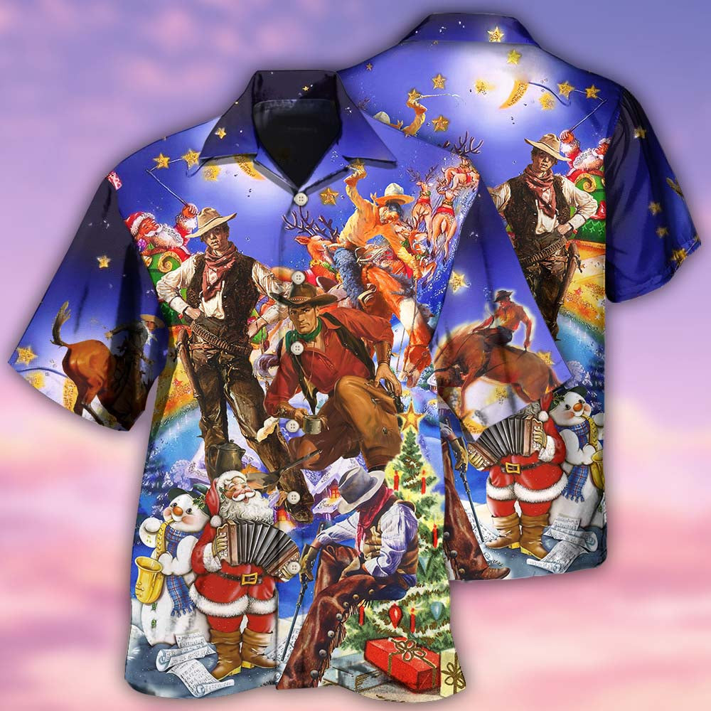 Cowboy Happy And Merry Christmas - Hawaiian Shirt