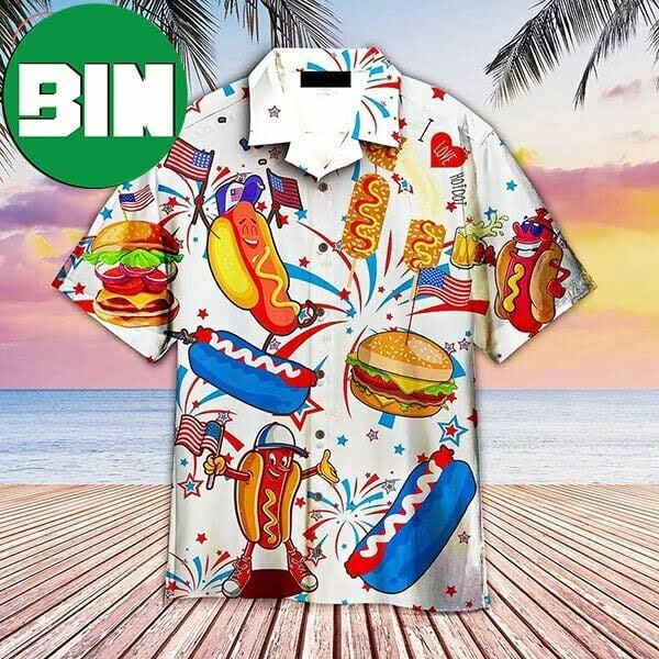 Funny American Hot Dog 4th Of July Independence Day Summer Hawaiian Shirt