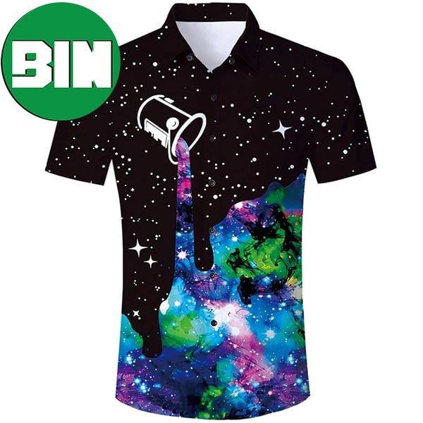 Galaxy Paint Spatter Funny Summer Hawaiian Shirt