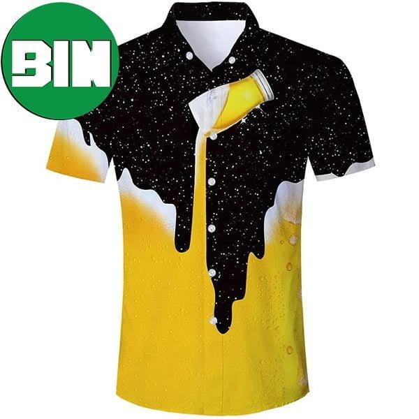 Galaxy Pouring Beer Funny Summer Hawaiian Shirt