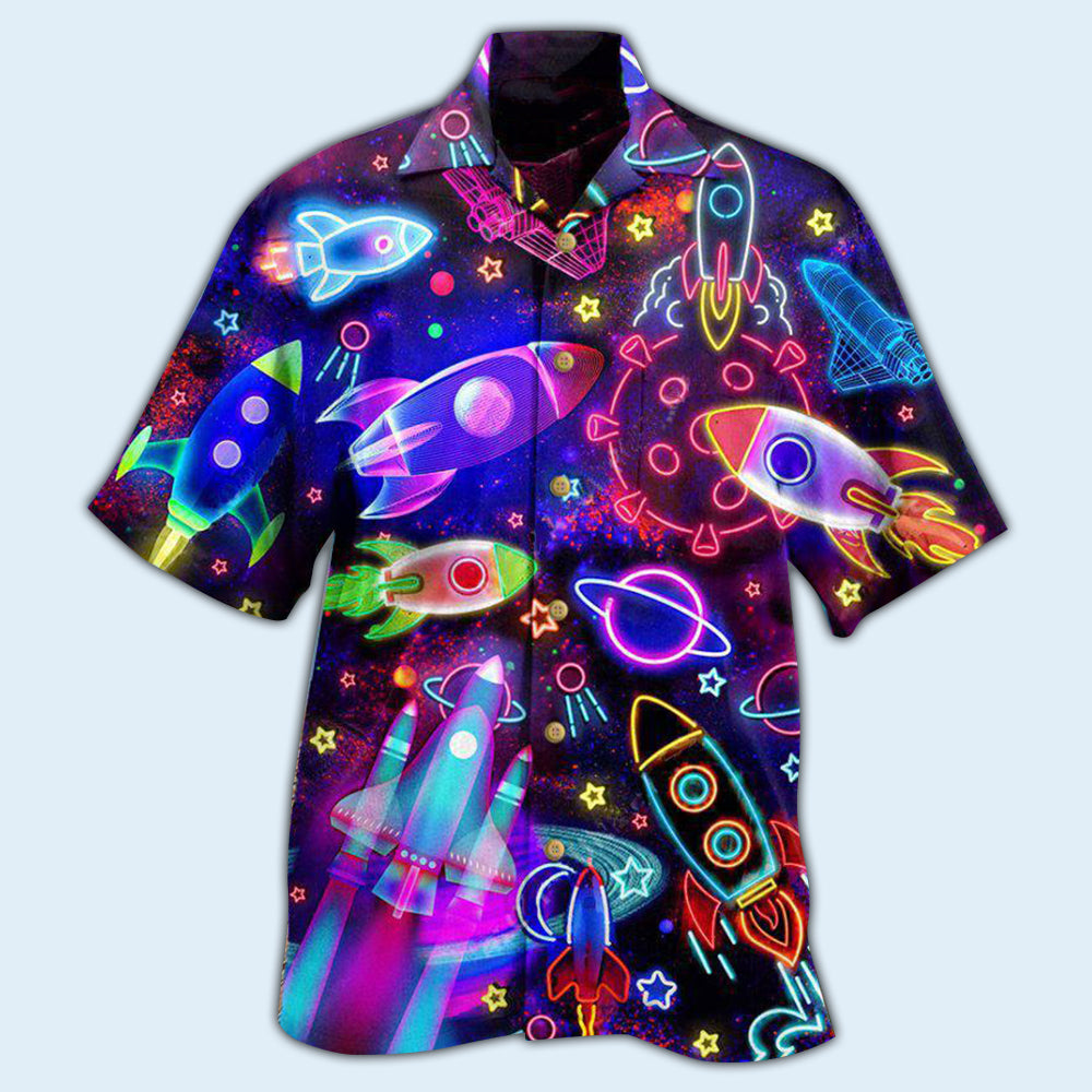 Rocket Galaxy Shoot For The Stars Glowing - Hawaiian Shirt