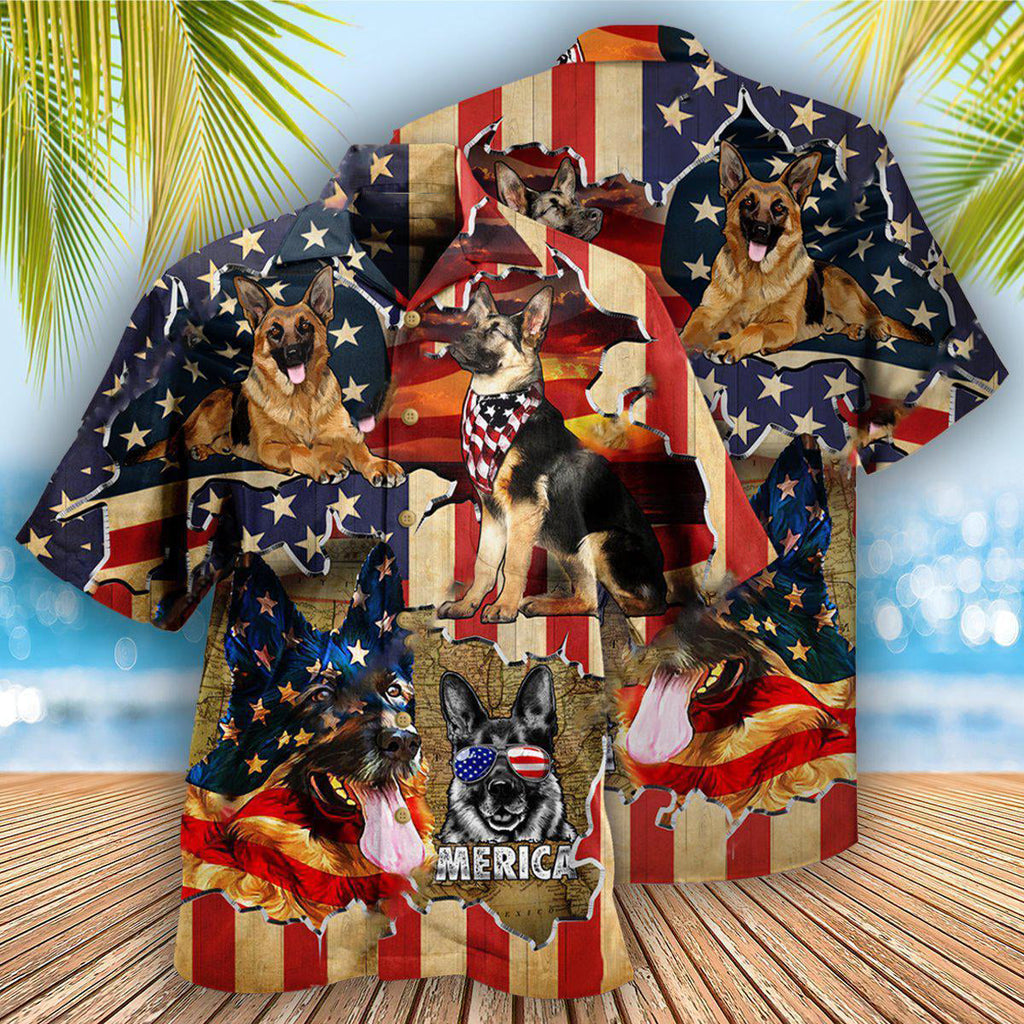 German Shepherd Dog America Protected By German Shepherd - Hawaiian Shirt