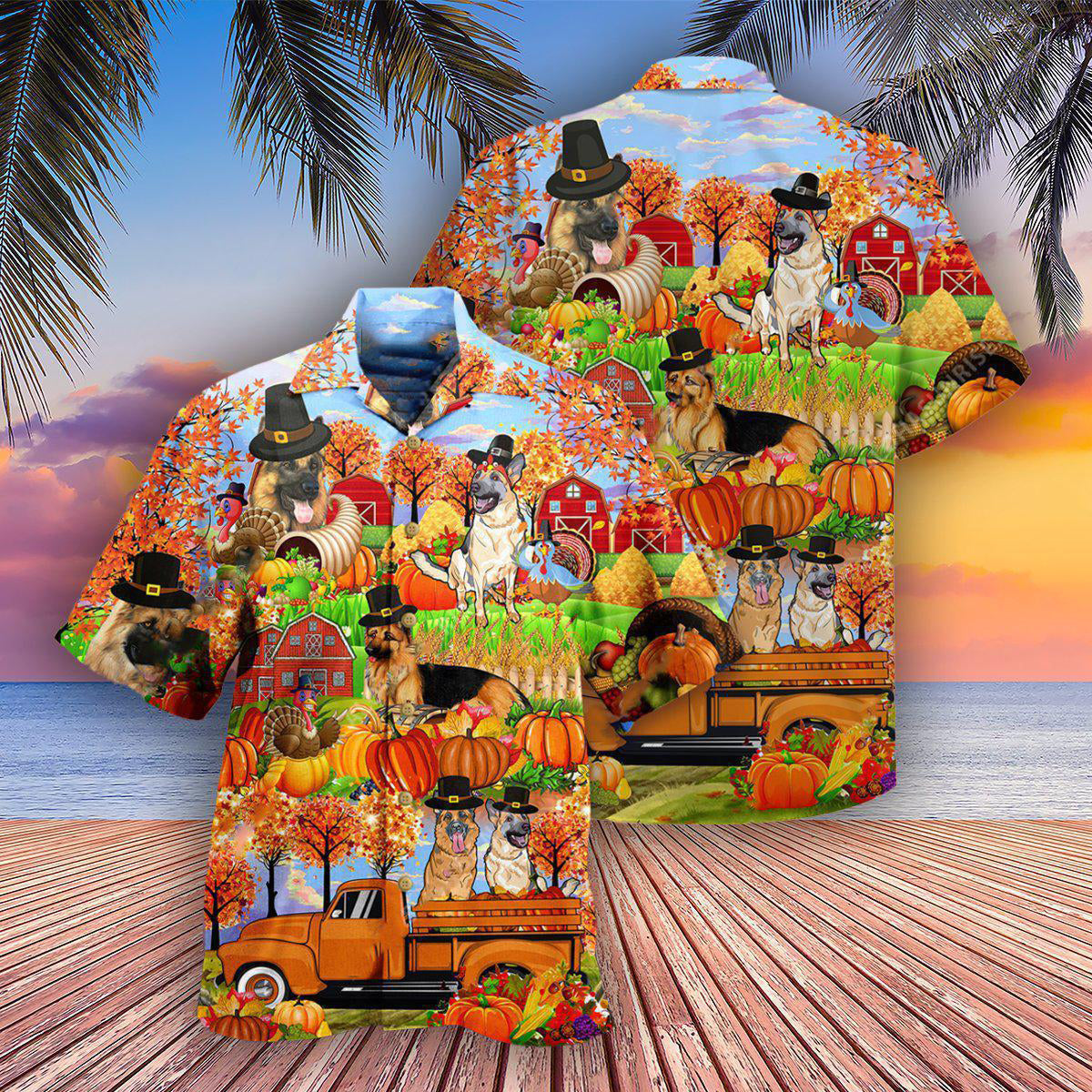 German Shepherd Dogs Love Autumn - Hawaiian Shirt