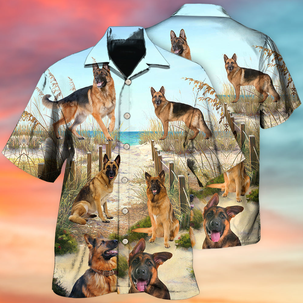 German Shepherd Best Friends For Life In Sand - Hawaiian Shirt