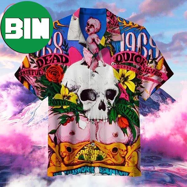 Grateful Dead Tickets 1968 - 1969 Summer Tropical Hawaiian Shirt