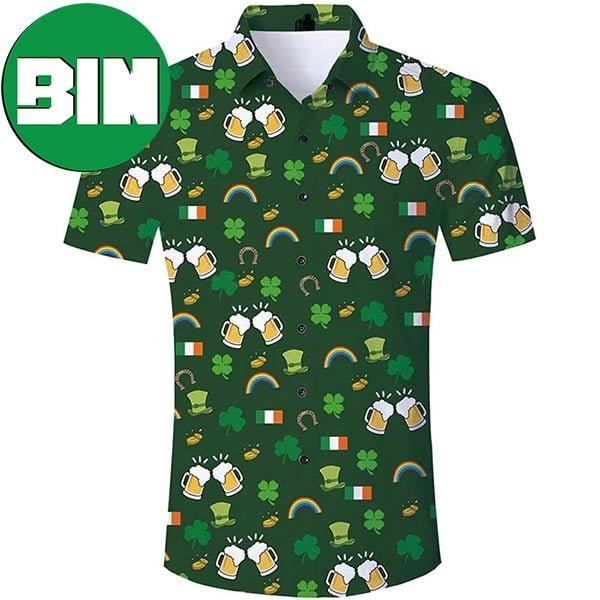 Green Shamrock Beer Funny Summer Hawaiian Shirt