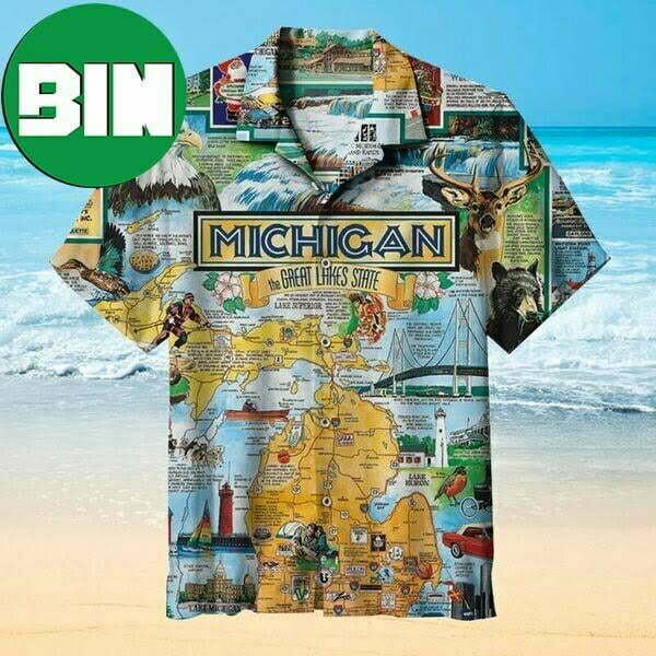 Greeting From Michigan Summer Hawaiian Shirt