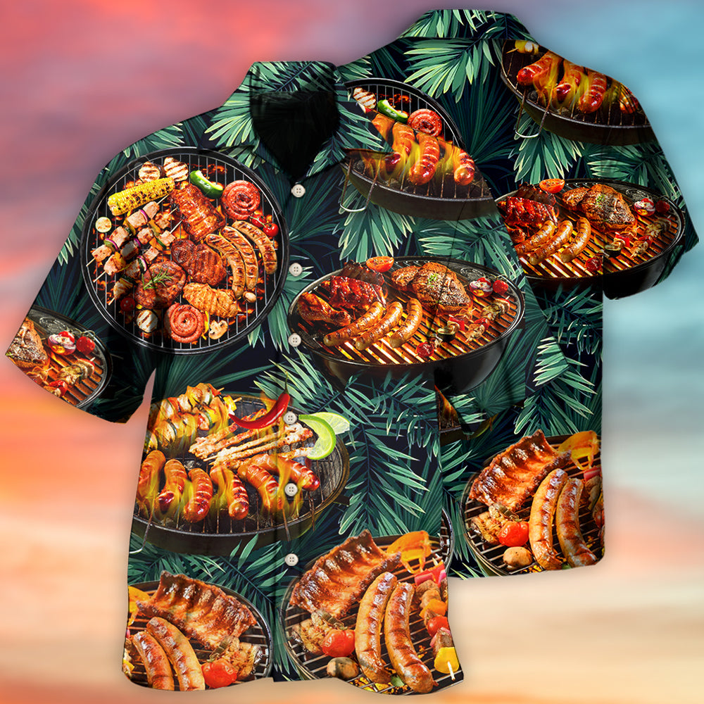 BBQ Grilled Tropical Leaf Style - Hawaiian Shirt