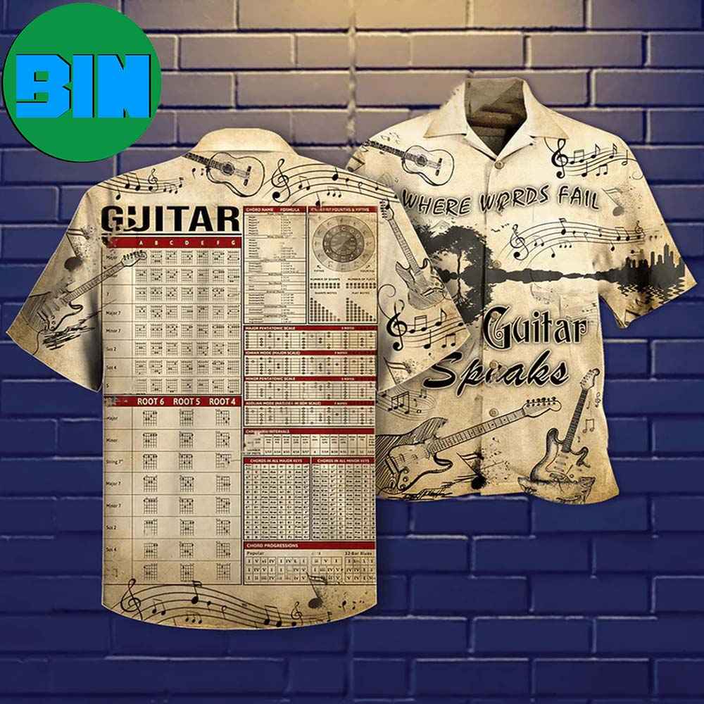 Guitar Speaks Love It Tropical Hawaiian Shirt