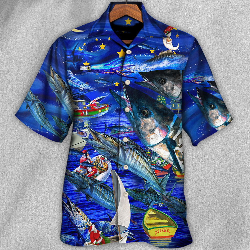 Fishing Love Ocean Blue Merry Christmas - Hawaiian Shirt