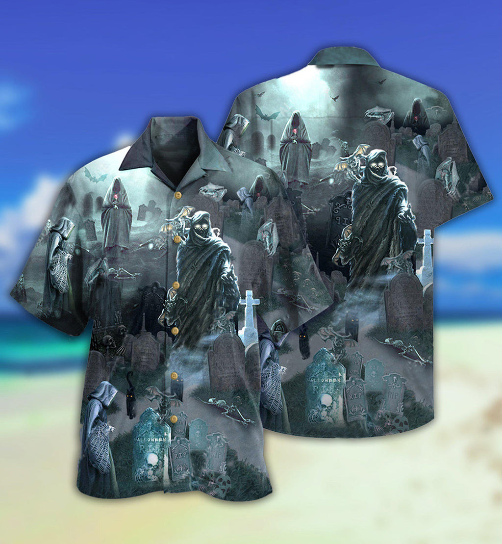 Halloween Death Could Not Hold Him In Tomb With Grey Back Ground - Hawaiian Shirt