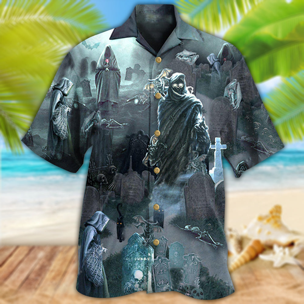 Halloween Death Could Not Hold Him In Tomb With Grey Back Ground - Hawaiian Shirt