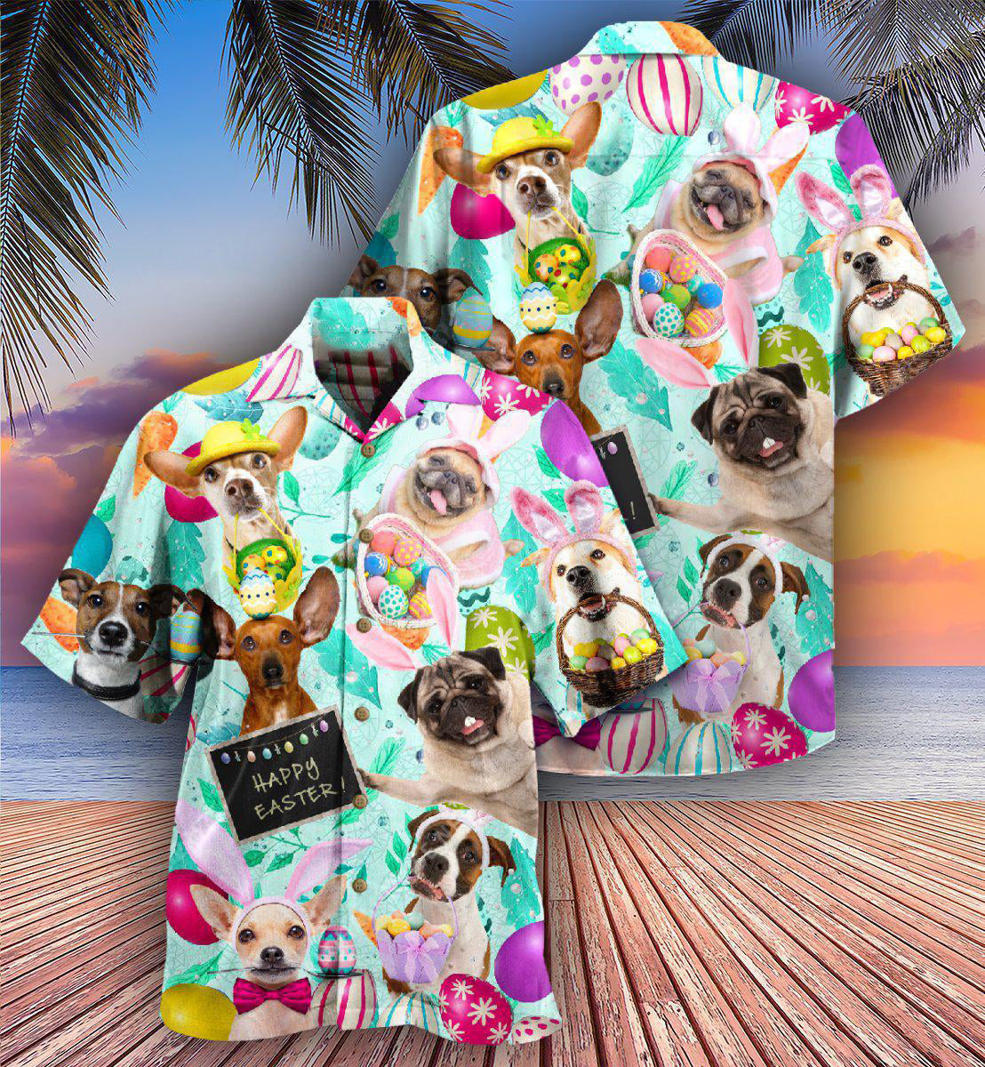 Easter Happy Lovely Dog With Eggs - Hawaiian Shirt