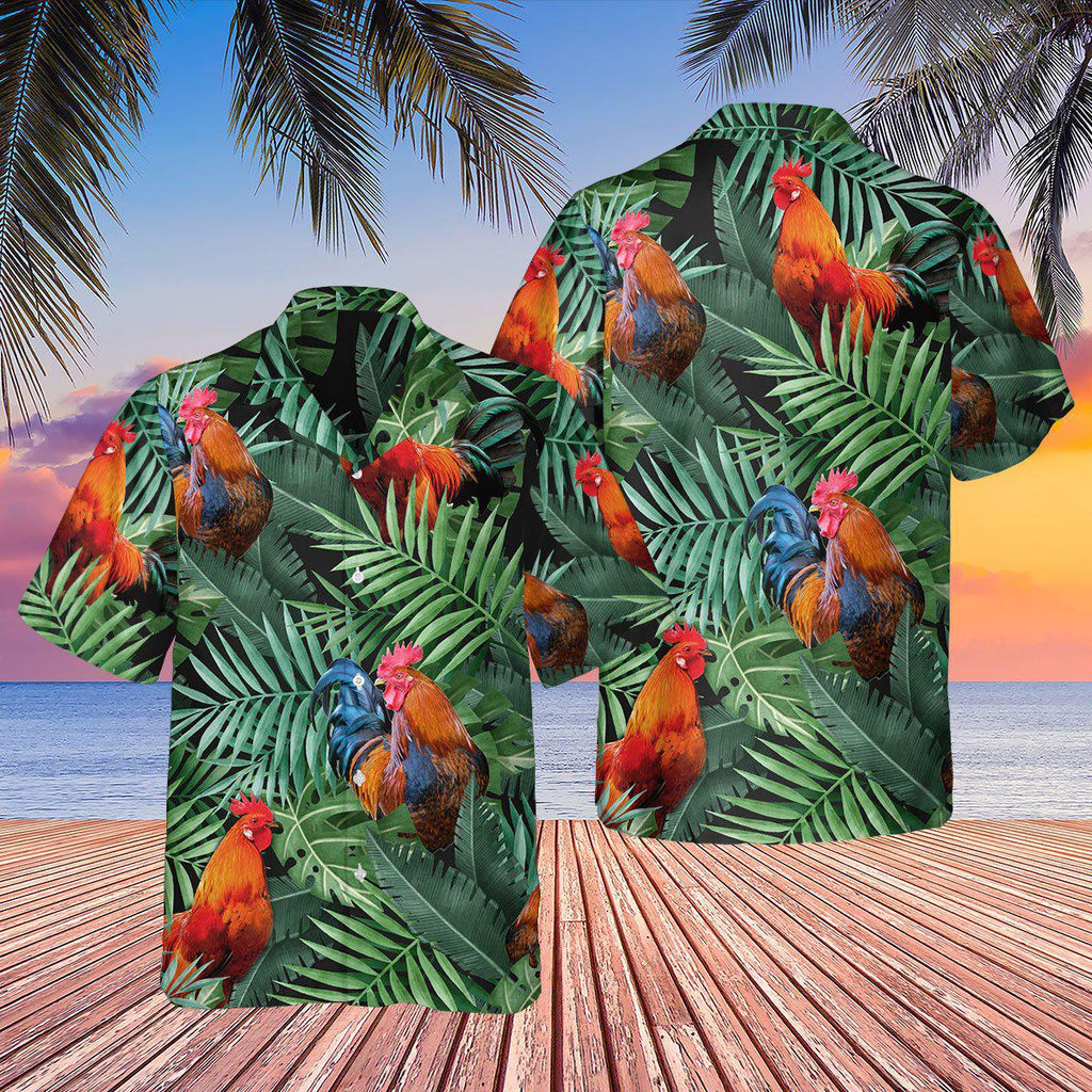 Chicken Rooster Tropical Summer Vibes - Hawaiian Shirt