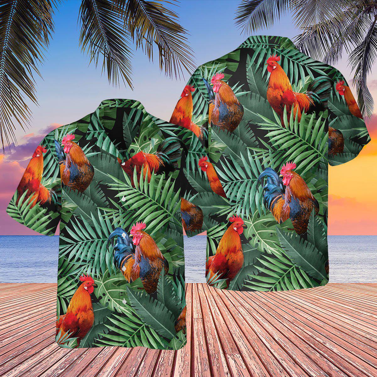 Chicken Rooster Tropical Summer Vibes - Hawaiian Shirt