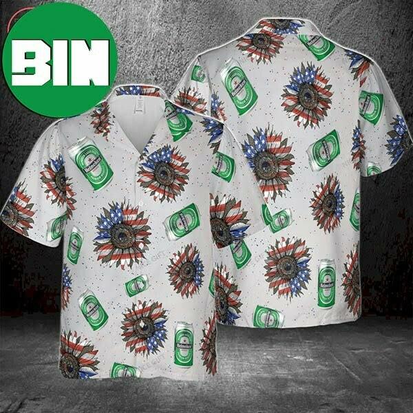 Heineken Sunflowered 4th Of July American Summer Hawaiian Shirt