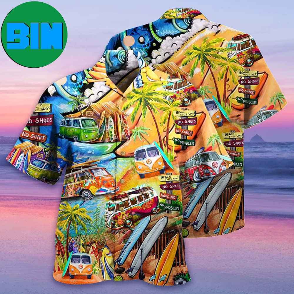 Hippie Bus Love Beach Summer Summer Hawaiian Shirt