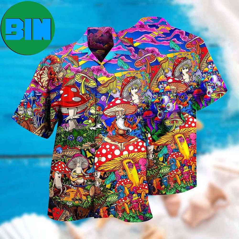 Hippie Mushroom Happy Together Tropical Hawaiian Shirt