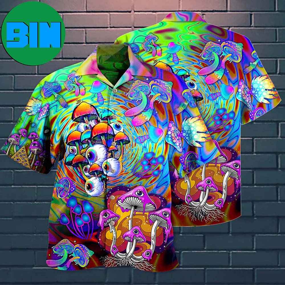 Hippie Mushroom Stay Trippy Little Hippie Colorful Tropical Hawaiian Shirt