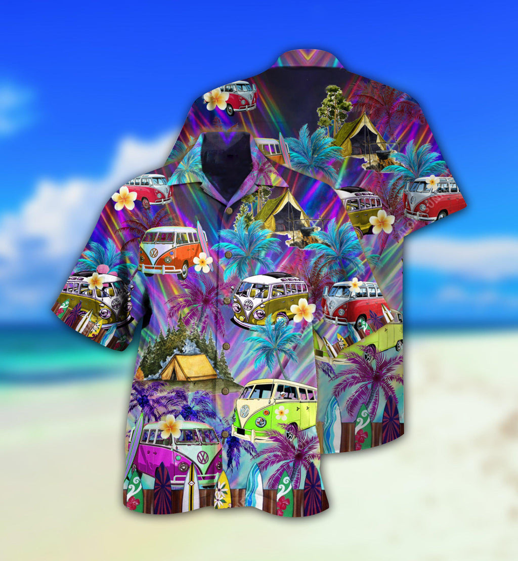 Hippie Bus Go Every Where Tropical Style - Hawaiian Shirt