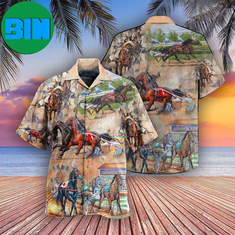 Horse Harness Racing On With Passion Tropical Hawaiian Shirt
