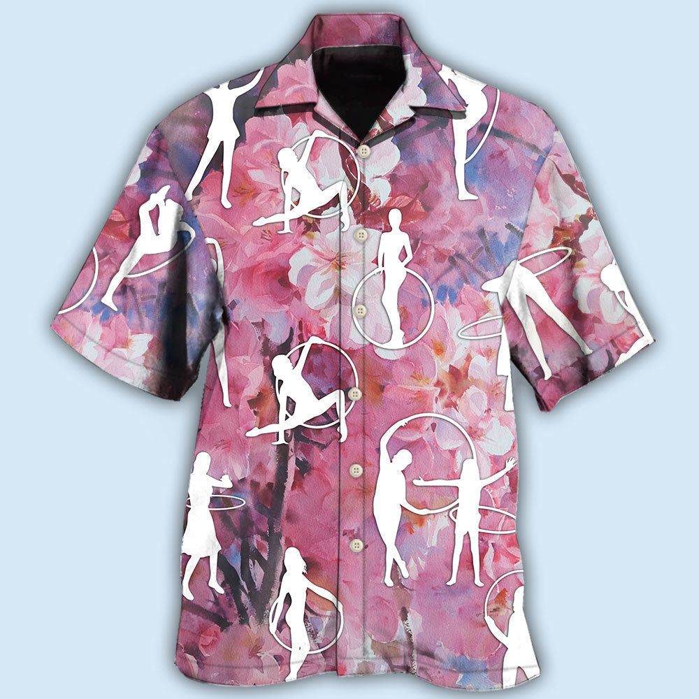 Hula Hoop Floral With Pink Color - Hawaiian Shirt